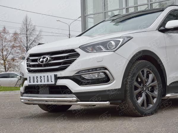 Фото Защита переднего бампера d42 секция-d42 дуга HYUNDAI SANTA FE PREMIUM 2015-2017