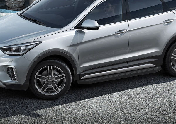 Фото Пороги алюминиевые Rival "Premium-Black" для Hyundai Grand Santa Fe 2012-2016-