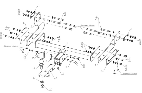 Фаркоп BERG «быстросъемный под квадрат» для Ford Transit VIII «фургон»  (2014-)