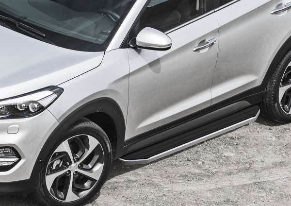 Фото Пороги алюминиевые Rival "Premium" для Hyundai Tucson 2015-