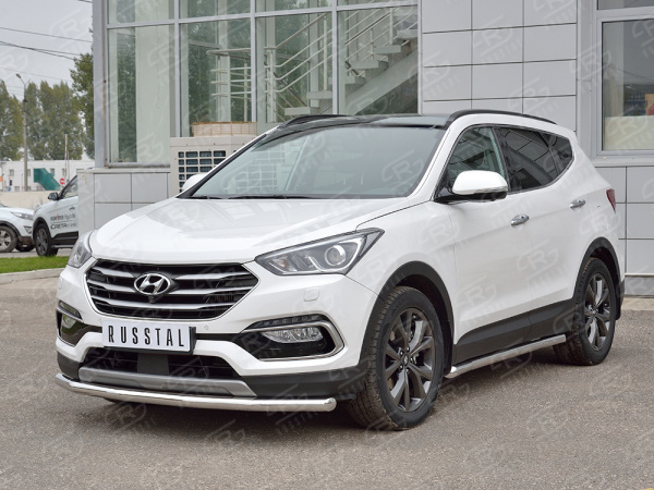 Фото Защита переднего бампера d63 секция HYUNDAI SANTA FE PREMIUM 2015-2017