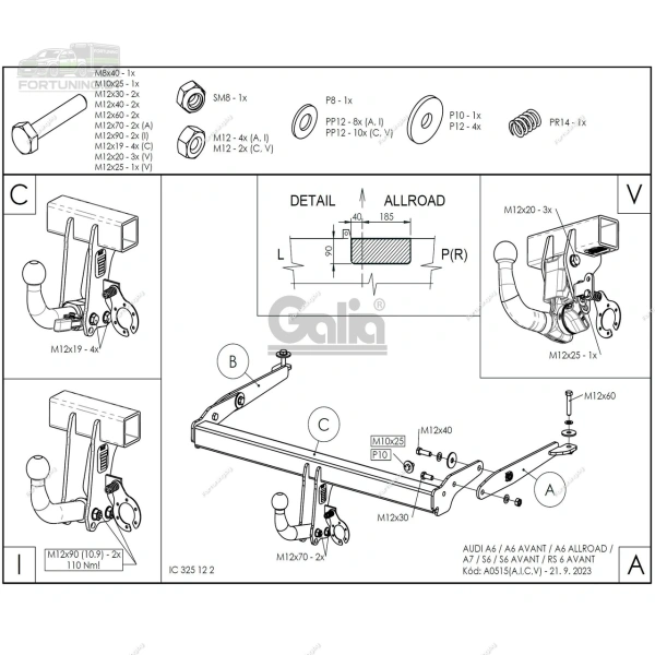 Фаркоп Galia (Словакия) «быстросъемный» для Audi A6 Allroad IV «C8» (2019-)