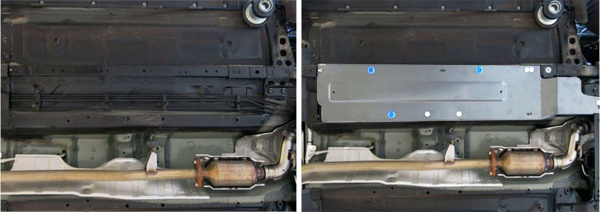 Фото Защита топливных трубок Rival для Nissan X-Trail 2015-2018, алюминий 4 мм, с крепежом, 333.4161.1