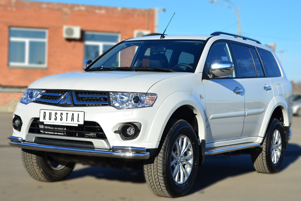Фото Защита переднего бампера d63 (секции) d42 (уголки) MITSUBISHI Pajero Sport 2013-2015