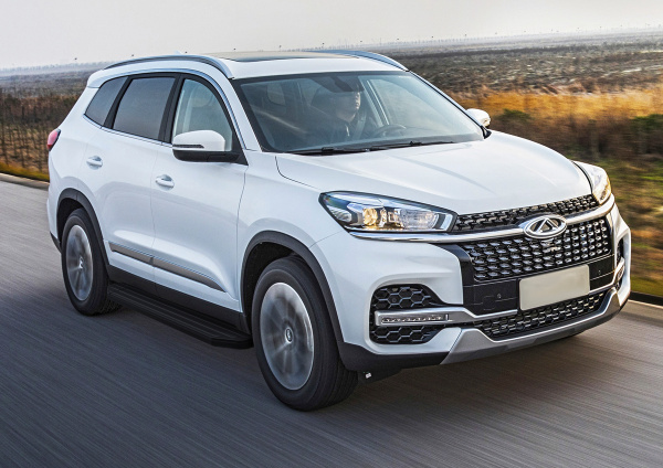 Фото Пороги алюминиевые Rival "Premium-Black" для Chery Tiggo 7 2019-н.в./Tiggo 8 2020-н.в.