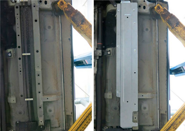 Фото Защита топливных трубок Rival для Mitsubishi Outlander 4WD 2012-2015 2015-2018 2018-н.в., алюминий 4 мм, с крепежом, 333.4039.1