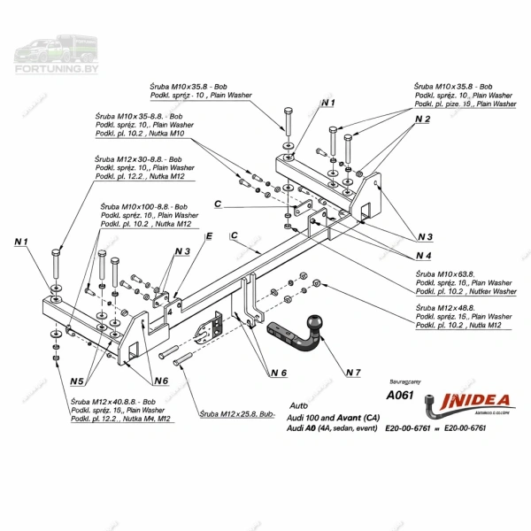 Фаркоп Imiola (Польша) для Audi 100 «C4» (1990-1994) "седан/ универсал"