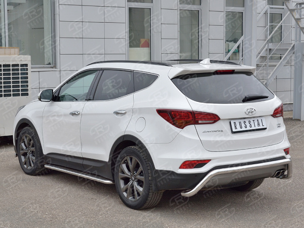 Фото Защита заднего бампера d63 волна под машину HYUNDAI SANTA FE PREMIUM 2015-2017