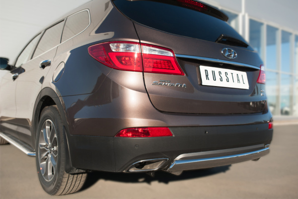 Фото Защита заднего бампера d75х42 (дуга) HYUNDAI SANTA FE GRAND 2014-2015