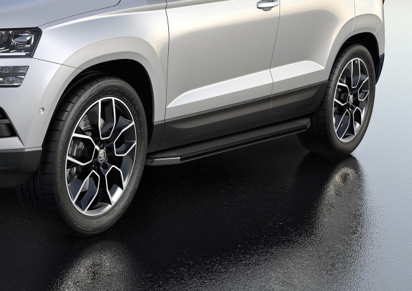 Фото Пороги алюминиевые Rival "Premium" для Skoda Karoq 2020-н.в.