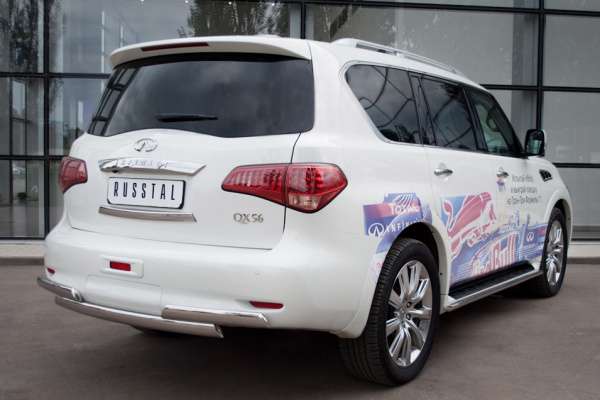 Фото Защита заднего бампера 75х42_(75х42)х2 овалы INFINITI QX 56 2010-2014