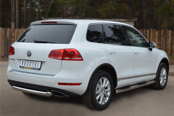 Фото Защита заднего бампера d76 (дуга) VOLKSWAGEN Touareg 2010-2013
