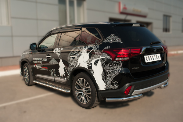 Фото Защита заднего бампера уголки d63 (секции) MITSUBISHI Outlander 2015-2017
