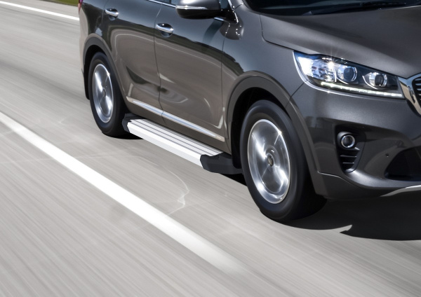 Фото Пороги алюминиевые Rival "Silver" для Kia Sorento Prime 2018-