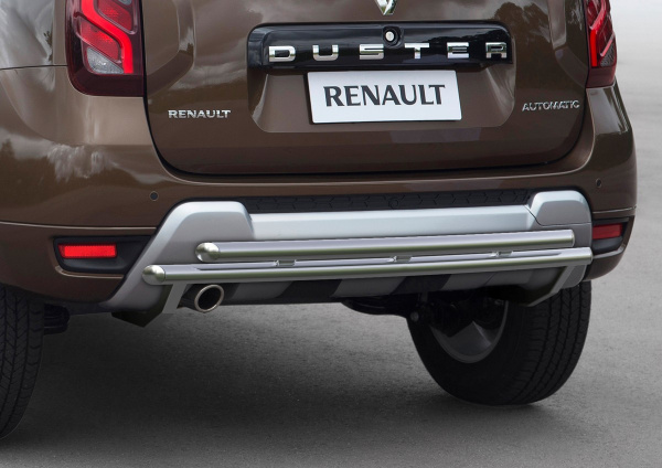 Фото Защита заднего бампера d42+d42 Renault Duster 2015-