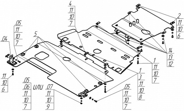 Фото Защита Motodor для картера, КПП и дифференциала (четыре части) Land Rover Discovery 4 (2009 по наст.)