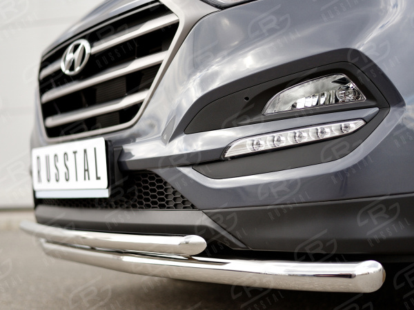 Фото Защита переднего бампера Ф63 секция-Ф42 дуга HYUNDAI Tucson 2015-2017