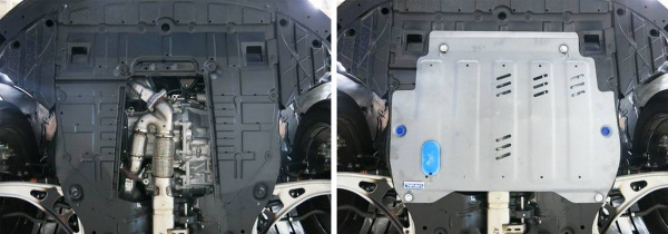 Фото Защита картера и КПП Rival для Nissan Murano 2016-н.в., алюминий 4 мм, с крепежом, 333.2415.2