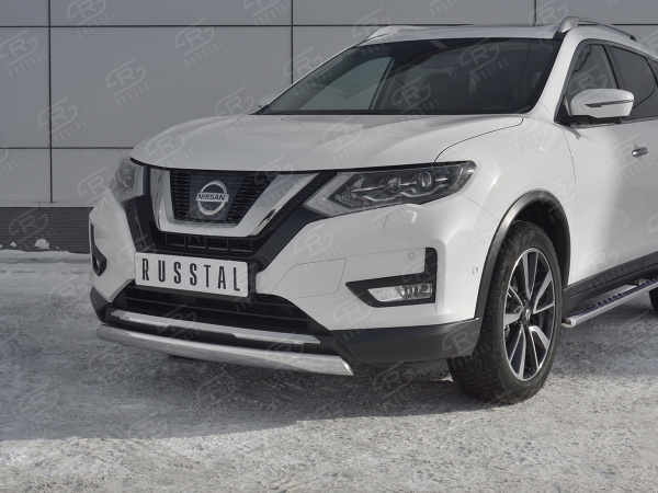 Фото Защита переднего бампера d75х42 дуга NISSAN X-TRAIL (T32) 2018-