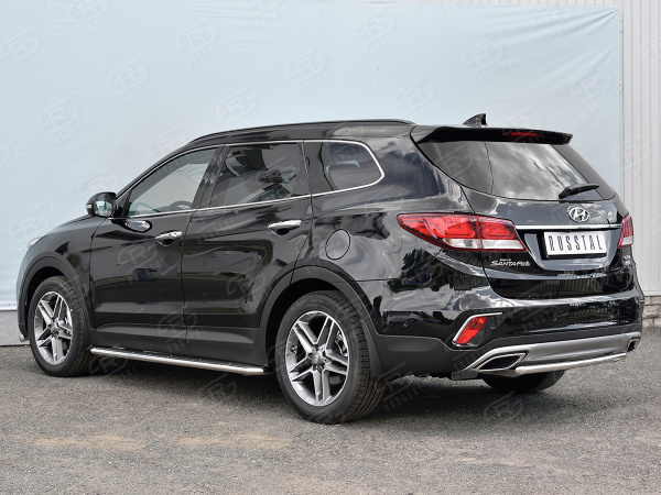 Фото Защита заднего бампера d42 дуга HYUNDAI SANTA FE GRAND 2016-2018