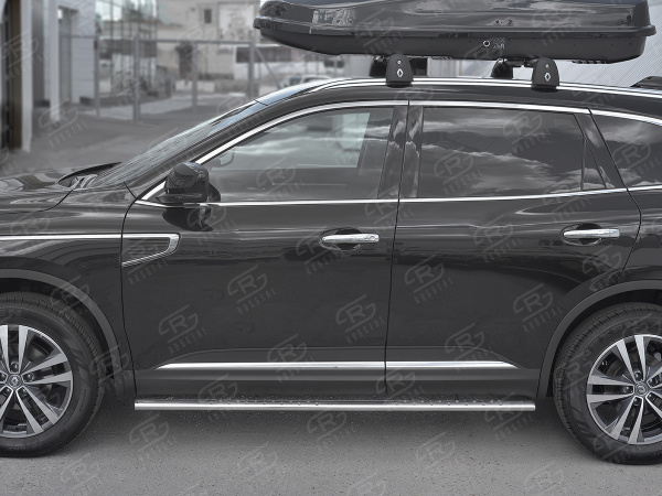 Фото Пороги труба 75х42 овал с проступью RENAULT KOLEOS 2017-