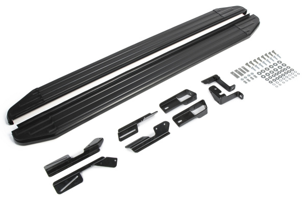 Фото Пороги алюминиевые Rival "Premium-Black" для Peugeot 3008 II 2016-н.в.