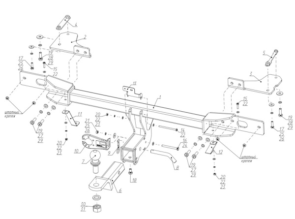 Фаркоп BERG для Geely Atlas Pro I (2021-) "быстросъемный под квадрат"
