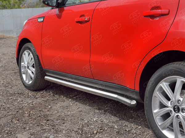Фото Пороги труба d63 (вариант 3) KIA SOUL 2017-