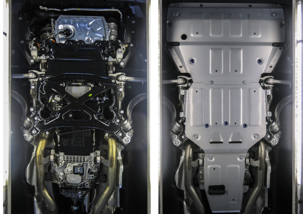 Фото Защита картера, КПП и РК Rival для Porsche Cayenne 2018-н.в., алюминий 4 мм, с крепежом, K333.4612.1