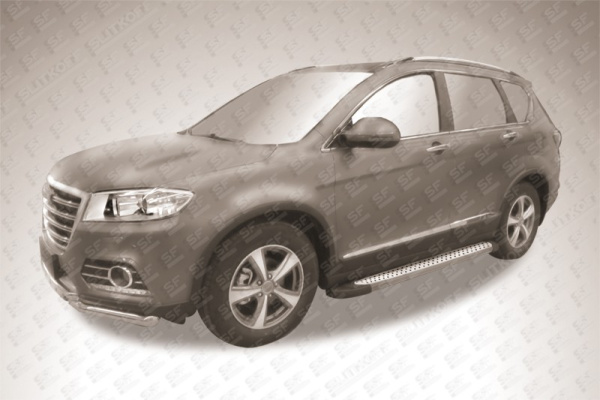 Фото Пороги алюминиевые "Standart Silver" 1800 серебристые HAVAL H6 2014-