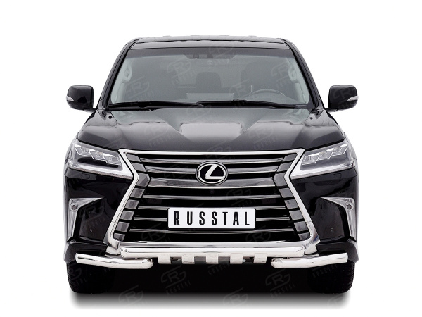 Фото Защита переднего бампера d63 дуга-d63 секции+клыки LEXUS LX450d-LX570 2015 (кроме F-Sport)