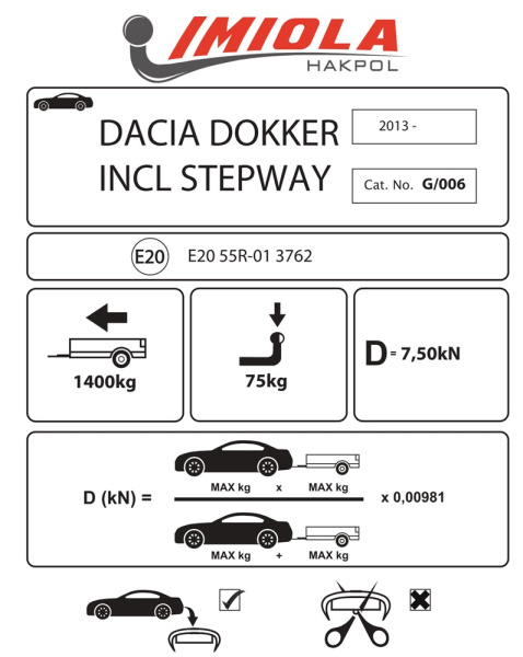 фото Фаркоп Imiola для Renault (Dacia) Dokker 2013-