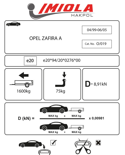 фото Фаркоп Imiola для Opel Zafira A (1999-2005)