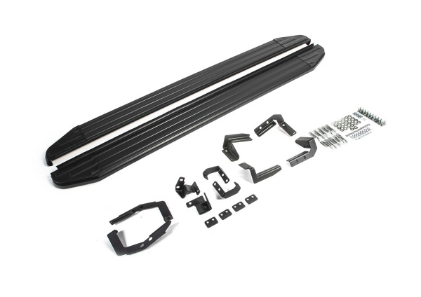 Фото Пороги алюминиевые Rival "Premium-Black" для Hyundai Santa Fe 2018-