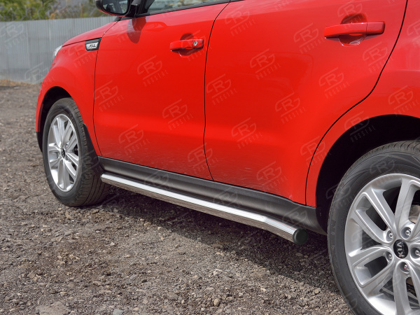 Фото Пороги труба d63 (вариант 2) KIA SOUL 2017-