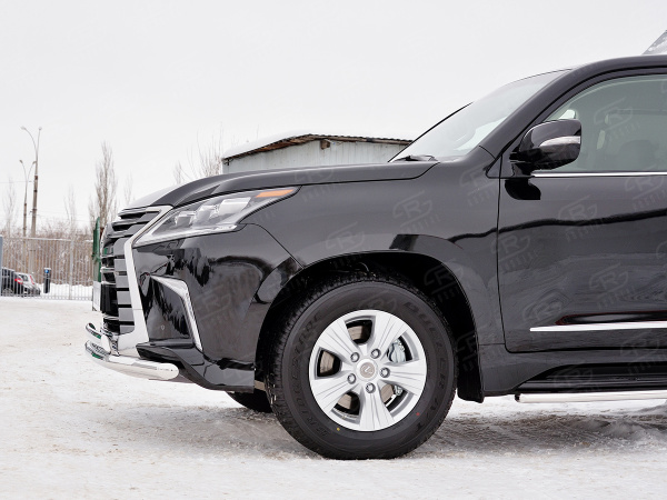 Фото Защита переднего бампера d63 секция-75х42 дуга LEXUS LX450d-LX570 2015 (кроме F-Sport)