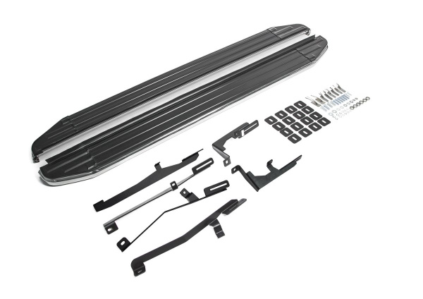 Фото Пороги алюминиевые Rival "Premium" для Hyundai Grand Santa Fe 2012-2016-