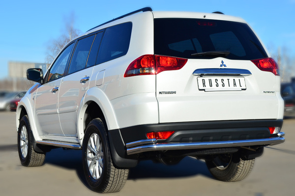 Фото Защита заднего бампера d63 (волна) d42 (уголки) MITSUBISHI Pajero Sport 2013-2015