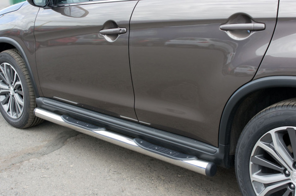 Фото Пороги труба d76 с накладками (вариант 2) PEUGEOT 4008 2012-2017