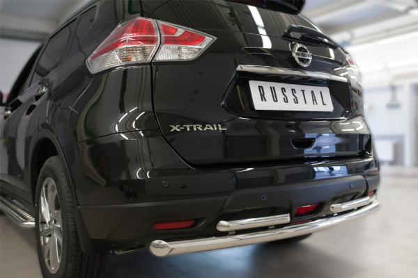 Фото Защита заднего бампера d63 (дуга) d42х2 (дуга) NISSAN X-Trail 2015-2017