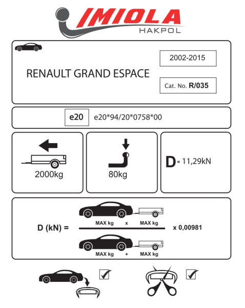 фото Фаркоп Imiola для Renault Grand Espace 2002-