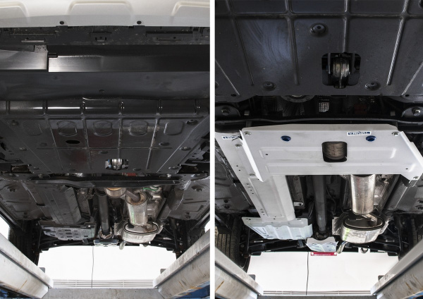 Фото Защита топливных трубок Rival для Renault Duster 2011-2015, алюминий 4 мм, с крепежом, 333.4716.1