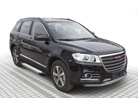 Пороги алюминиевые Rival "Silver" для Haval H6 2014-