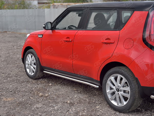 Фото Пороги труба d42 (вариант 3) KIA SOUL 2017-