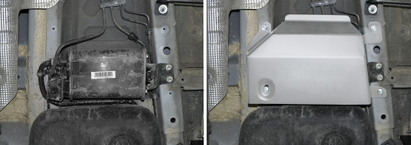 Фото Защита адсорбера Rival для Geely Atlas 2018-н.в., алюминий 4 мм, с крепежом, 333.1917.1